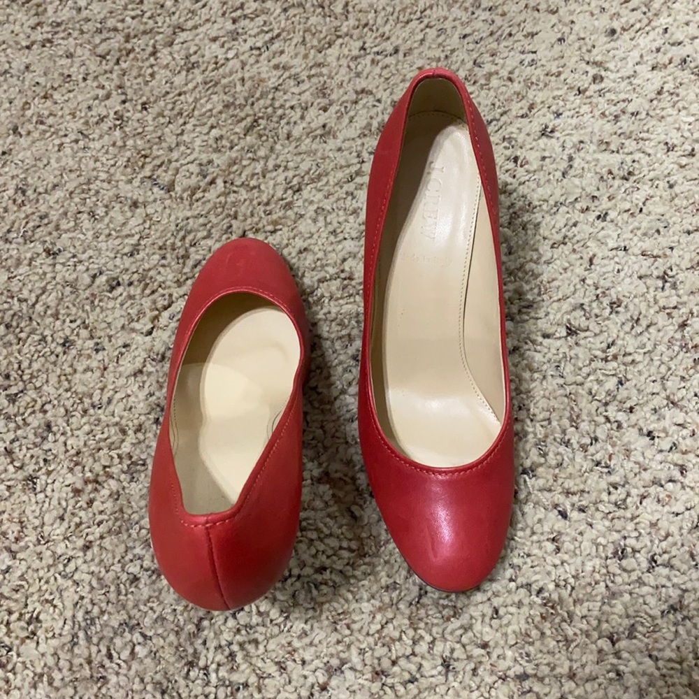 NWOT J. Crew Red Leather Pumps